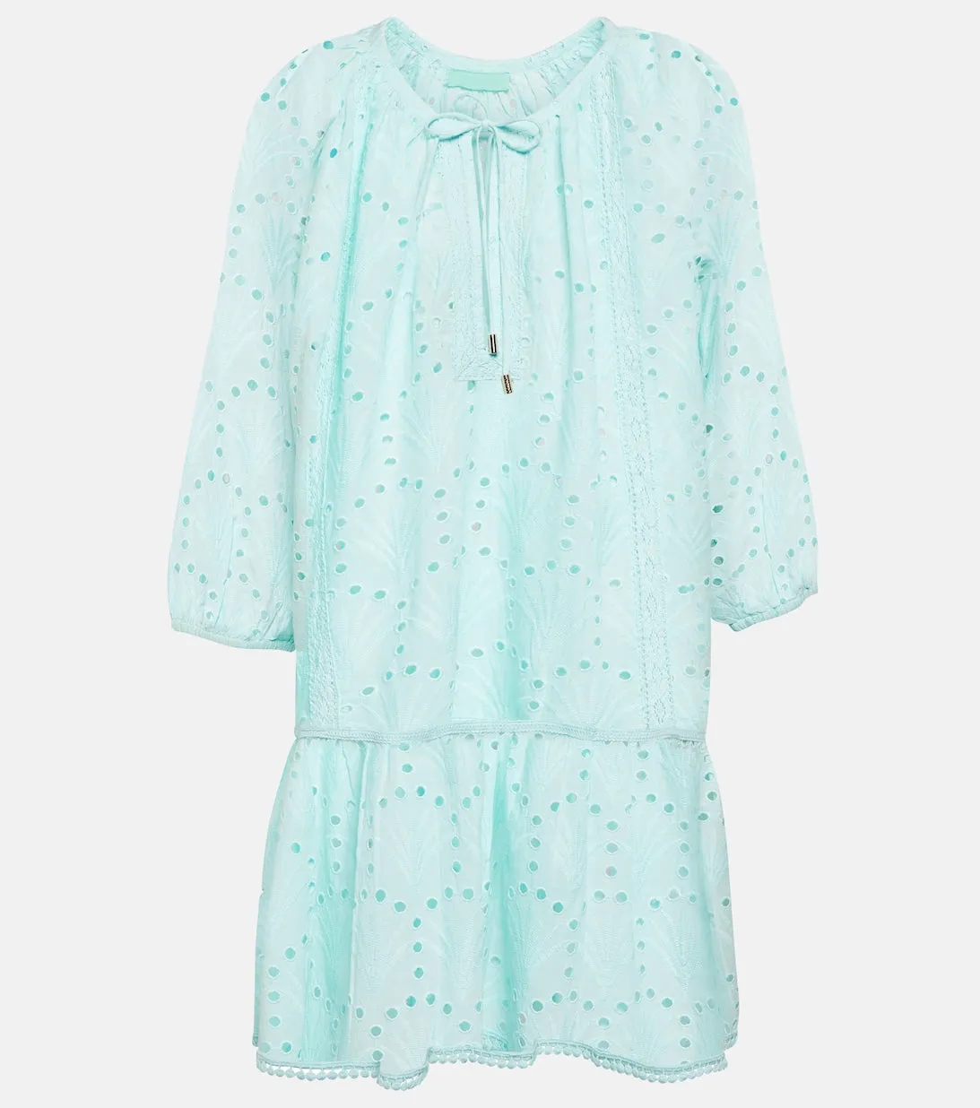 Ashley Cotton Mini Dress with Embroidery MELISSA ODABASH, Blue