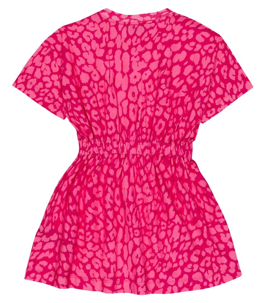 Balmain leopard print cotton dress, pink