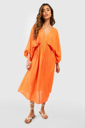 Boohoo cotton midi dress, orange
