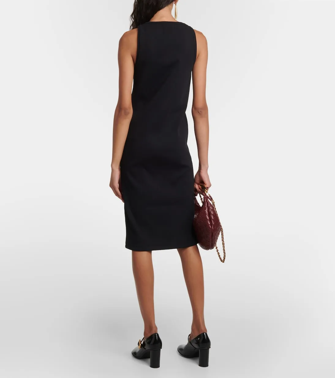 Bottega Veneta Ribbed Cotton Jersey Midi Dress, Black
