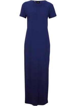Bpc Bonprix Collection cotton maxi dress with slit, blue