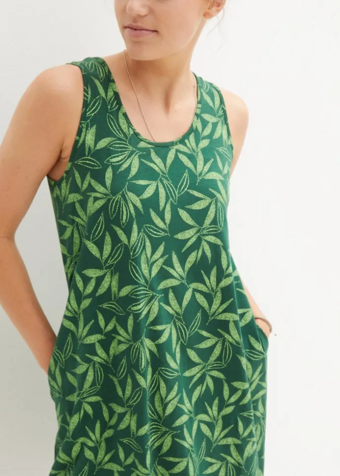 Bpc Bonprix Collection hanging cotton dress, green