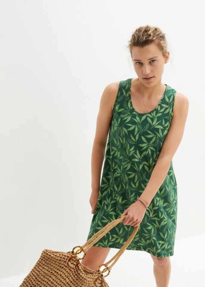 Bpc Bonprix Collection hanging cotton dress, green