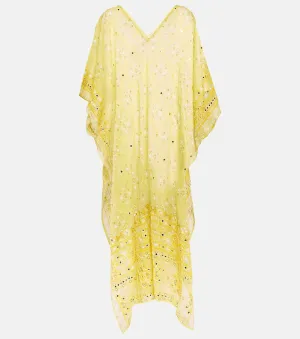 Broderie anglaise Juliet Dunn cotton maxi dress, yellow