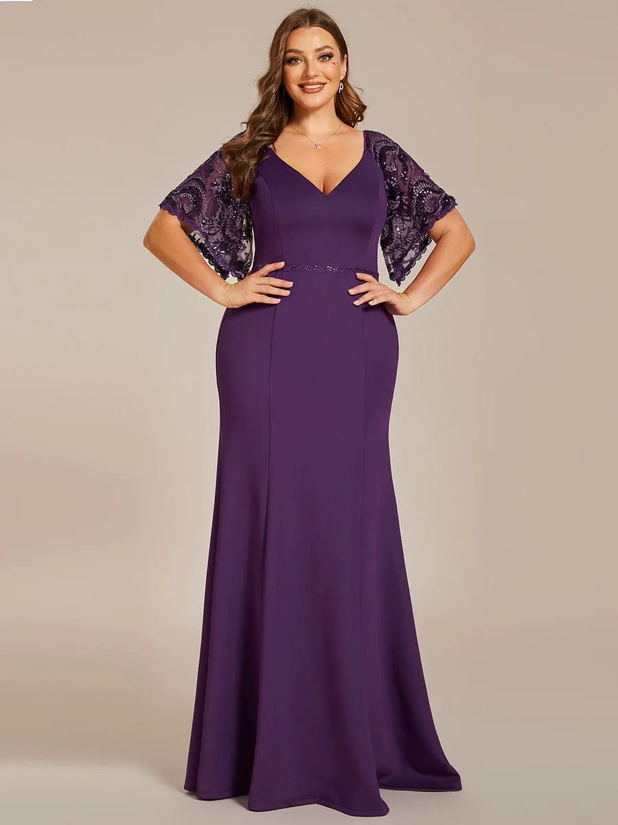 Cecil | Elegant Plus Size V Neck Fishtail Evening Dress for Women