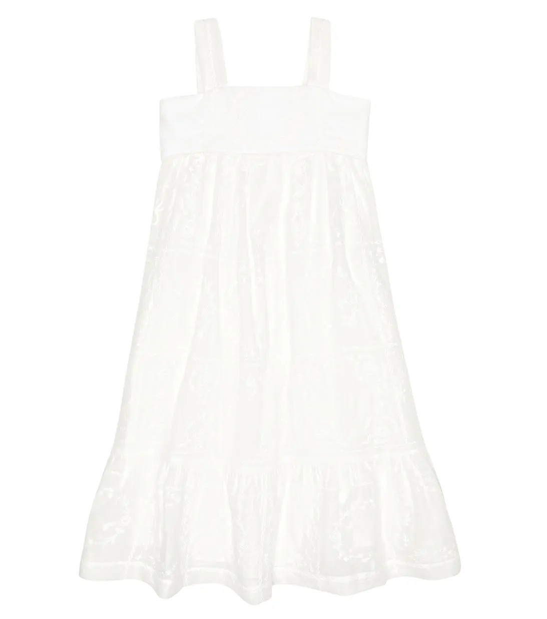 Chloé Embroidered Cotton Voile Dress, White