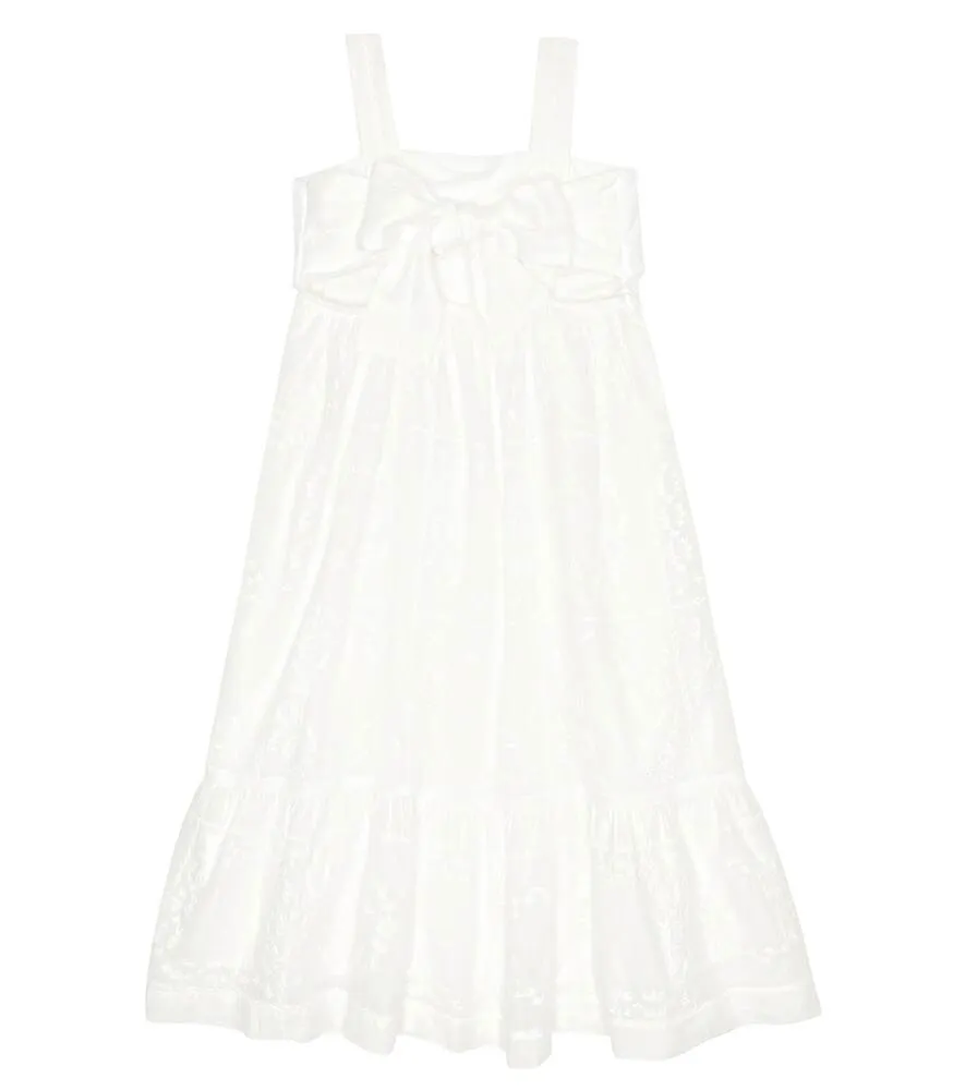 Chloé Embroidered Cotton Voile Dress, White
