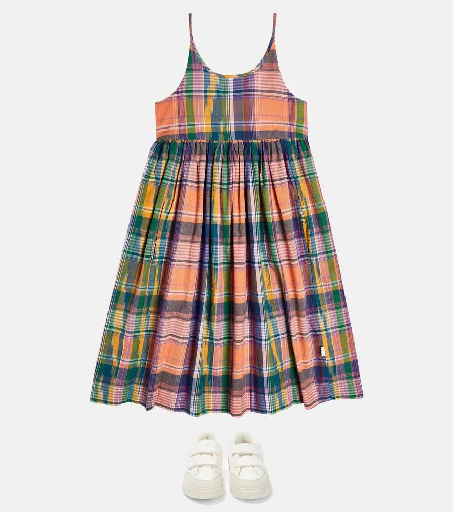 Chrissie Molo Cotton Poplin Plaid Dress, Multicolor