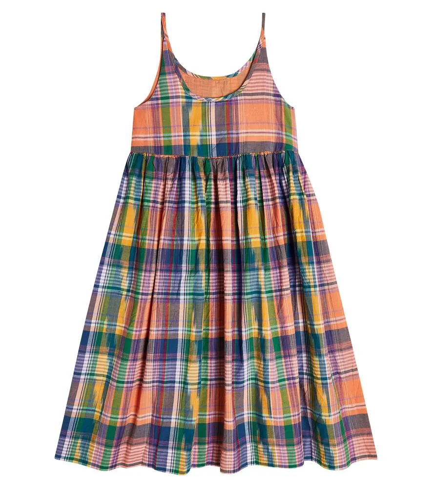 Chrissie Molo Cotton Poplin Plaid Dress, Multicolor