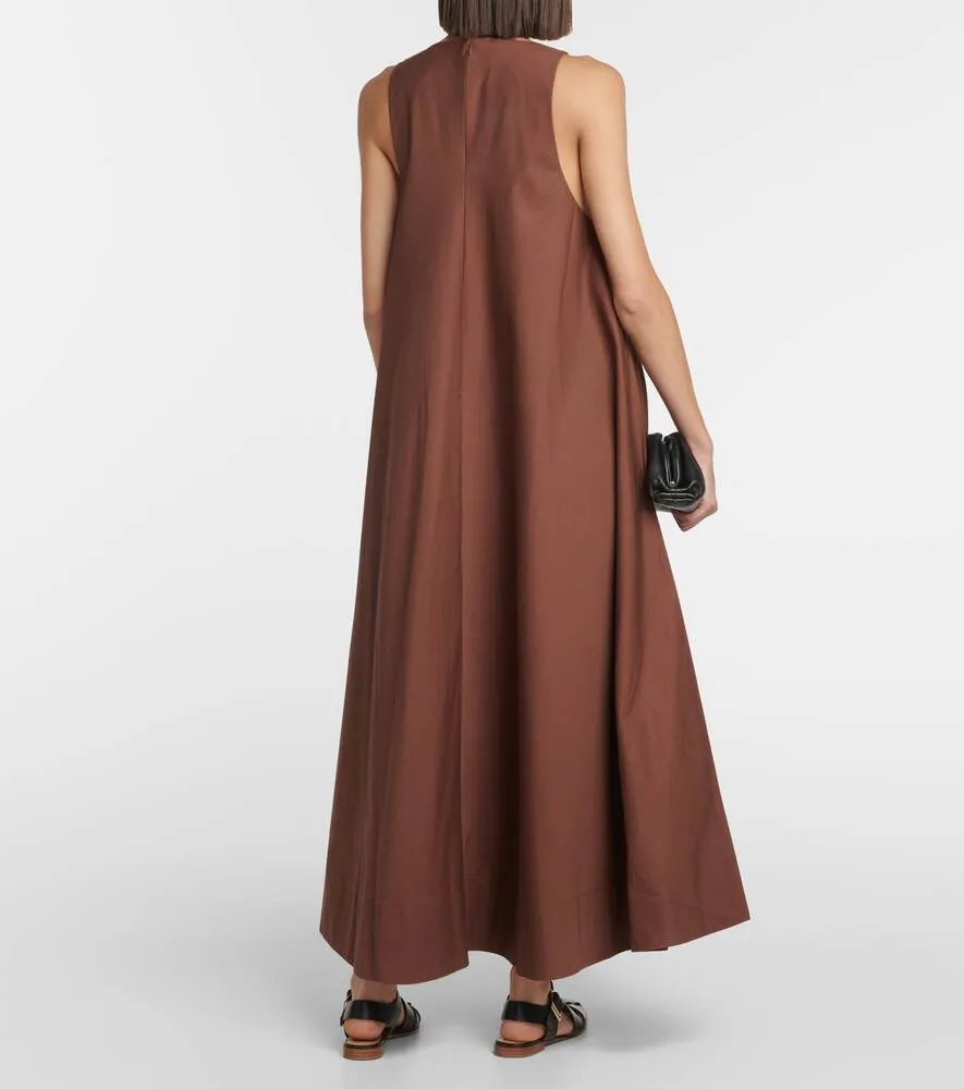 Cotton and silk midi dress CO, brown