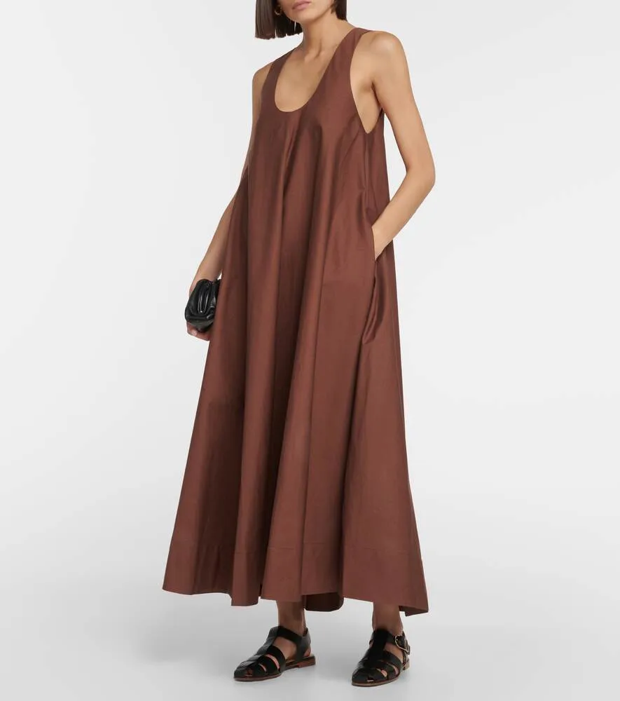 Cotton and silk midi dress CO, brown