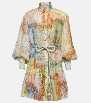 Cotton and silk minidress with bandana matchmaker Zimmermann, multicolor
