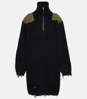 Cotton and wool sweatshirt dress MM6 MAISON MARGIELA, black