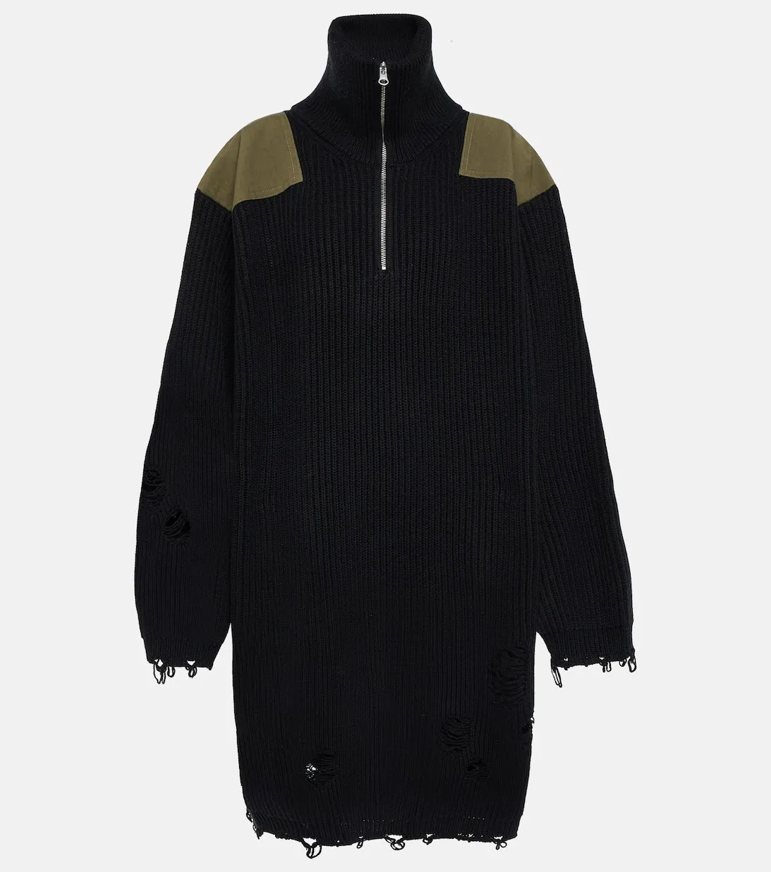Cotton and wool sweatshirt dress MM6 MAISON MARGIELA, black