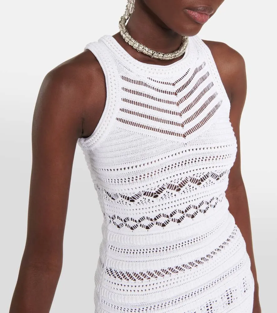 Cotton blend crochet mini dress ISABEL MARANT, white
