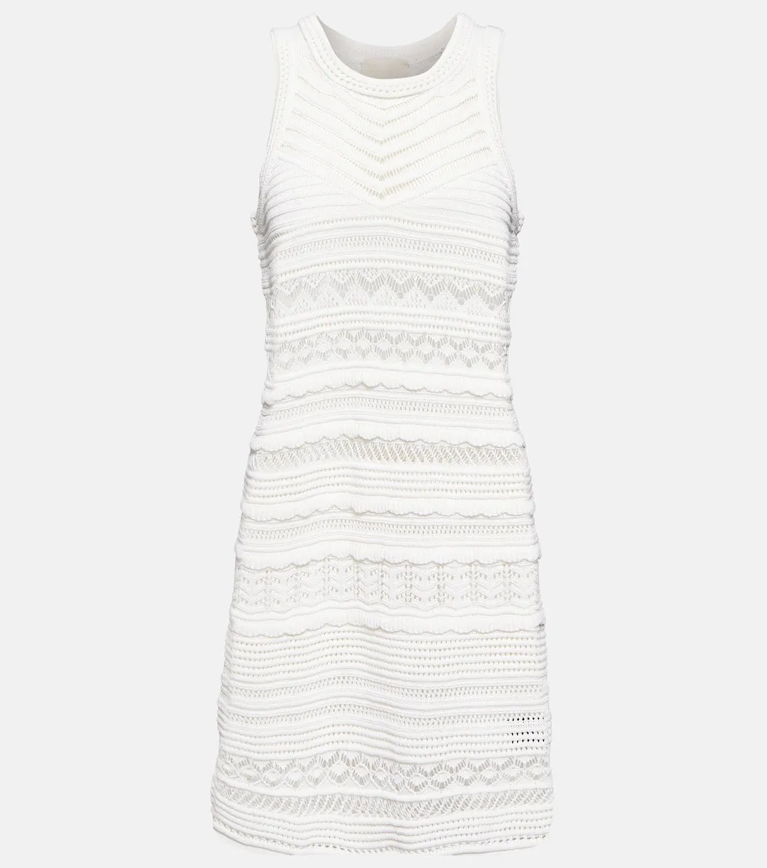 Cotton blend crochet mini dress ISABEL MARANT, white