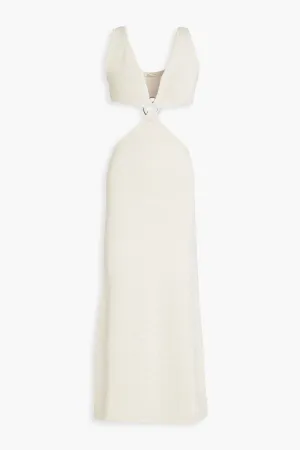 Cotton blend midi dress with bank neckline and CULT GAIA decor, white