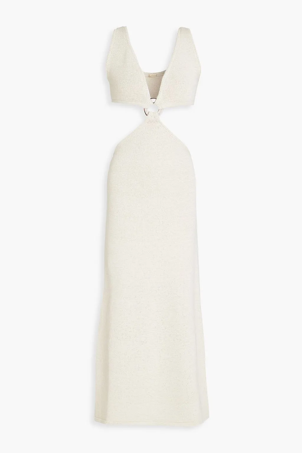 Cotton blend midi dress with bank neckline and CULT GAIA decor, white