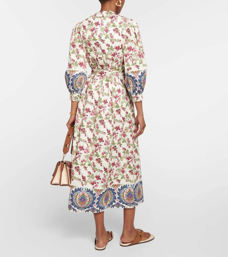Cotton blend midi dress with ETRO print, multicolor