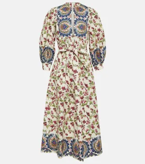 Cotton blend midi dress with ETRO print, multicolor