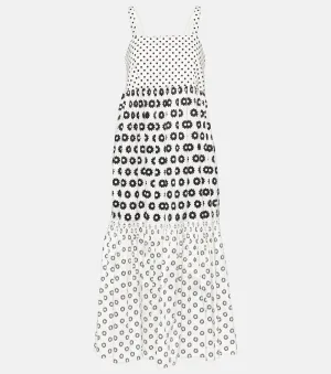 Cotton blend midi dress with TORY BURCH print, multicolor