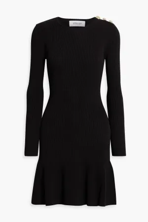 Cotton blend mini dress with ribbed button DEREK LAM 10 CROSBY, black