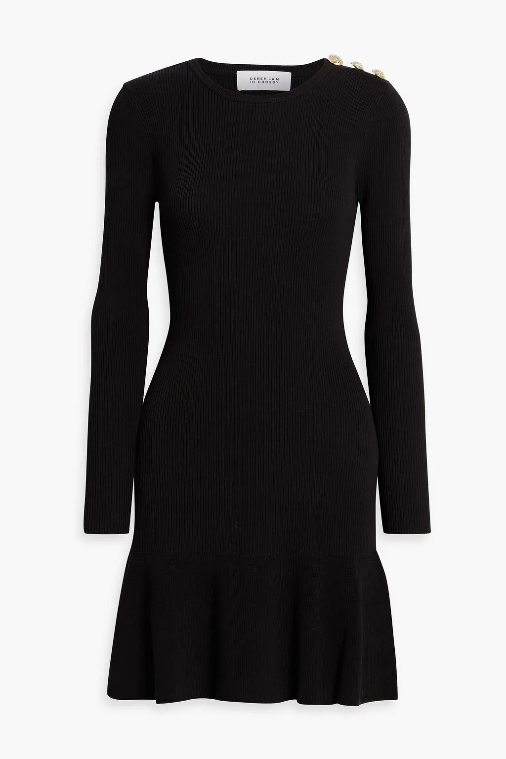 Cotton blend mini dress with ribbed button DEREK LAM 10 CROSBY, black