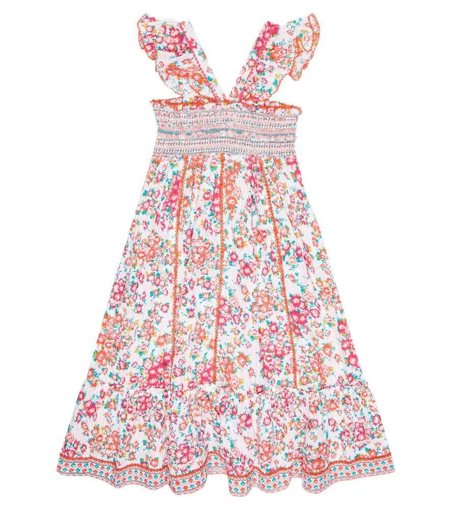 Cotton dress with Poupette St Barth print, multicolor