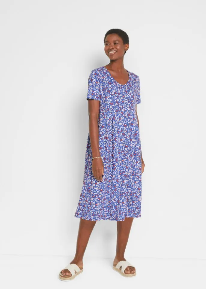 Cotton jersey midi dress Bpc Bonprix Collection, blue