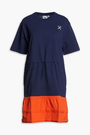 Cotton Jersey Mini Dress with Shells and KENZO Print, Navi