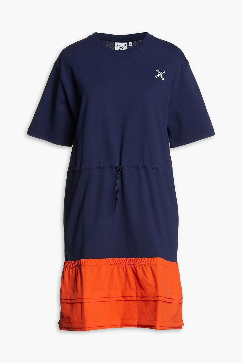 Cotton Jersey Mini Dress with Shells and KENZO Print, Navi