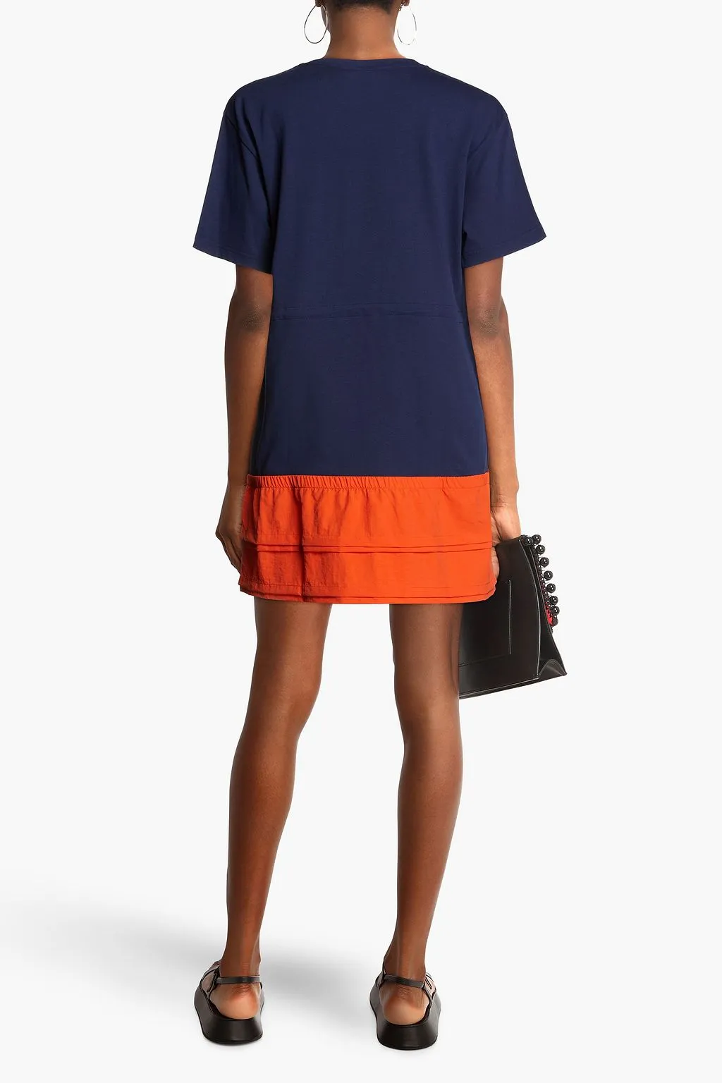 Cotton Jersey Mini Dress with Shells and KENZO Print, Navi