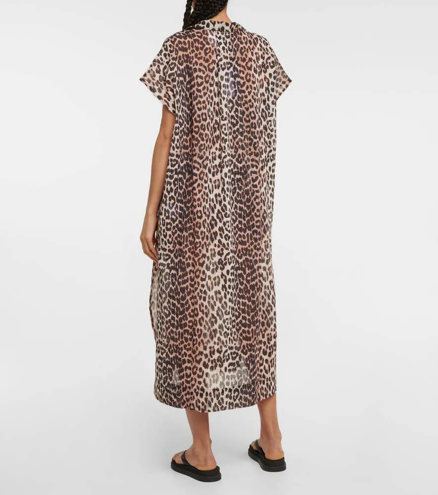 Cotton kaftan with leopard print GANNI, multi-colored