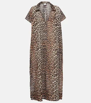 Cotton kaftan with leopard print GANNI, multi-colored