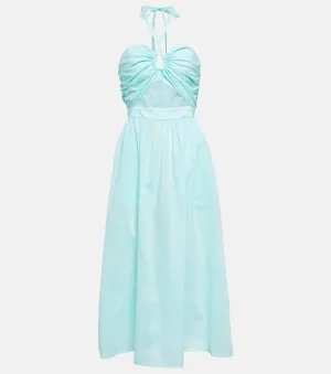 Cotton midi dress with cutouts MARYSIA, blue