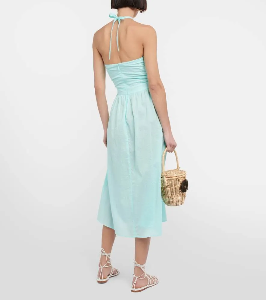 Cotton midi dress with cutouts MARYSIA, blue
