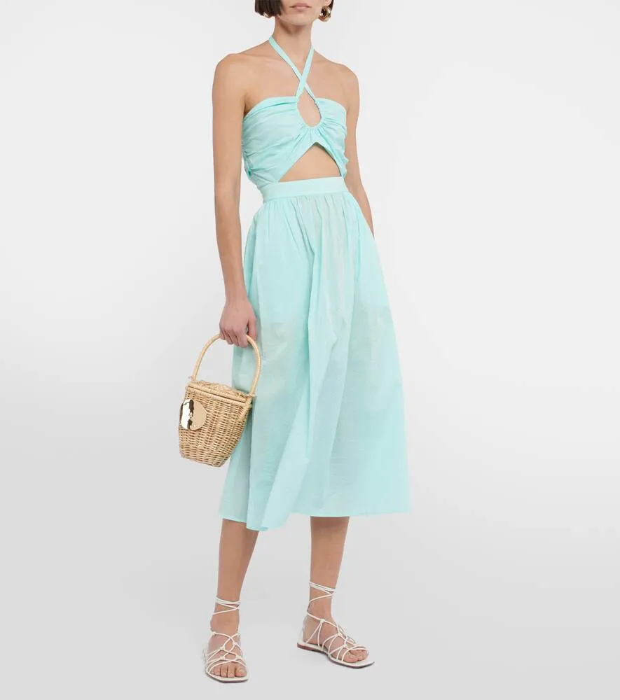 Cotton midi dress with cutouts MARYSIA, blue