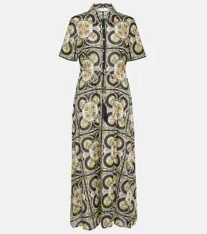 Cotton midi dress with Tory Burch print, multicolor
