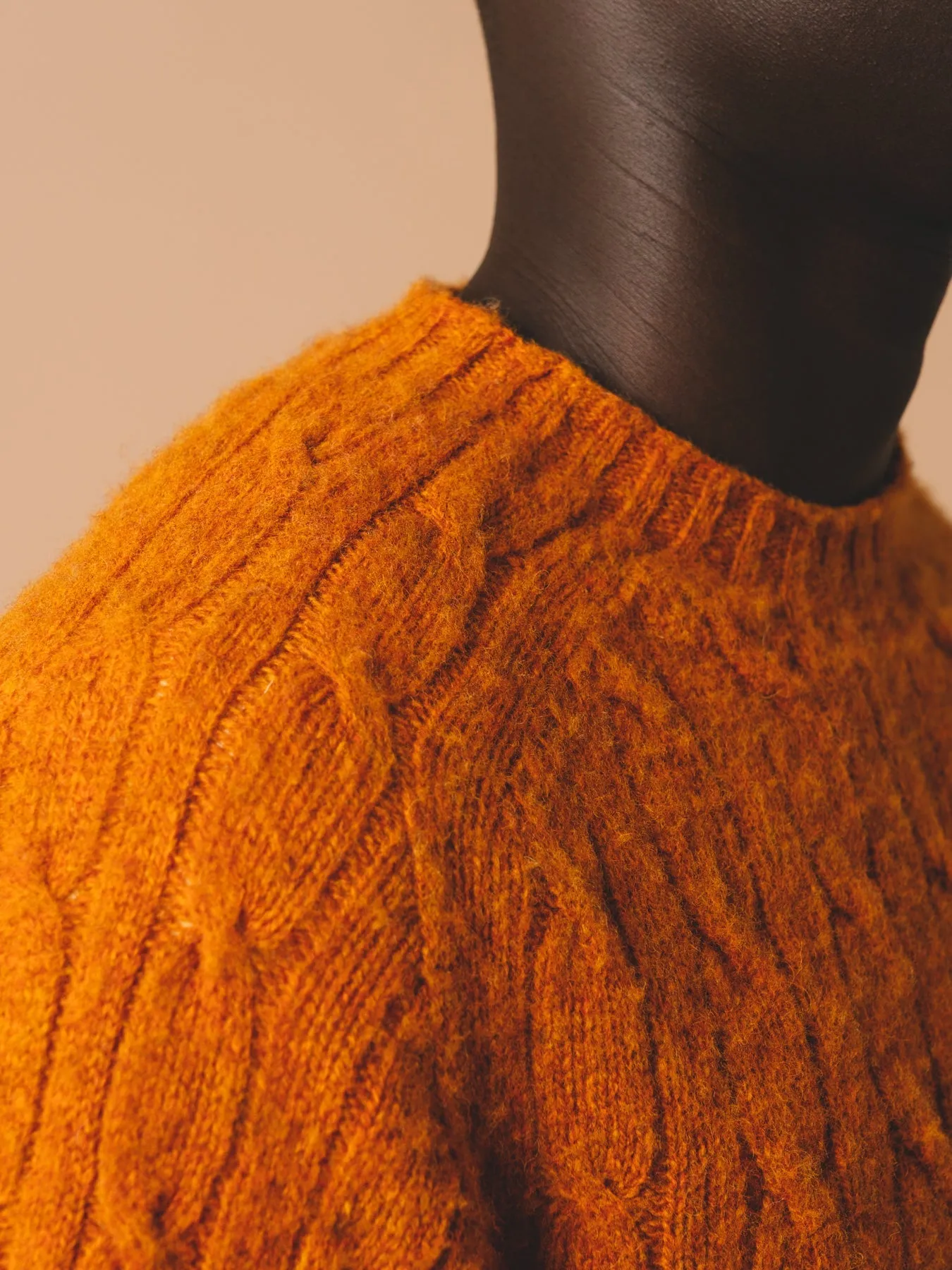 Galloway Cable Knit in Tangerine Lambswool