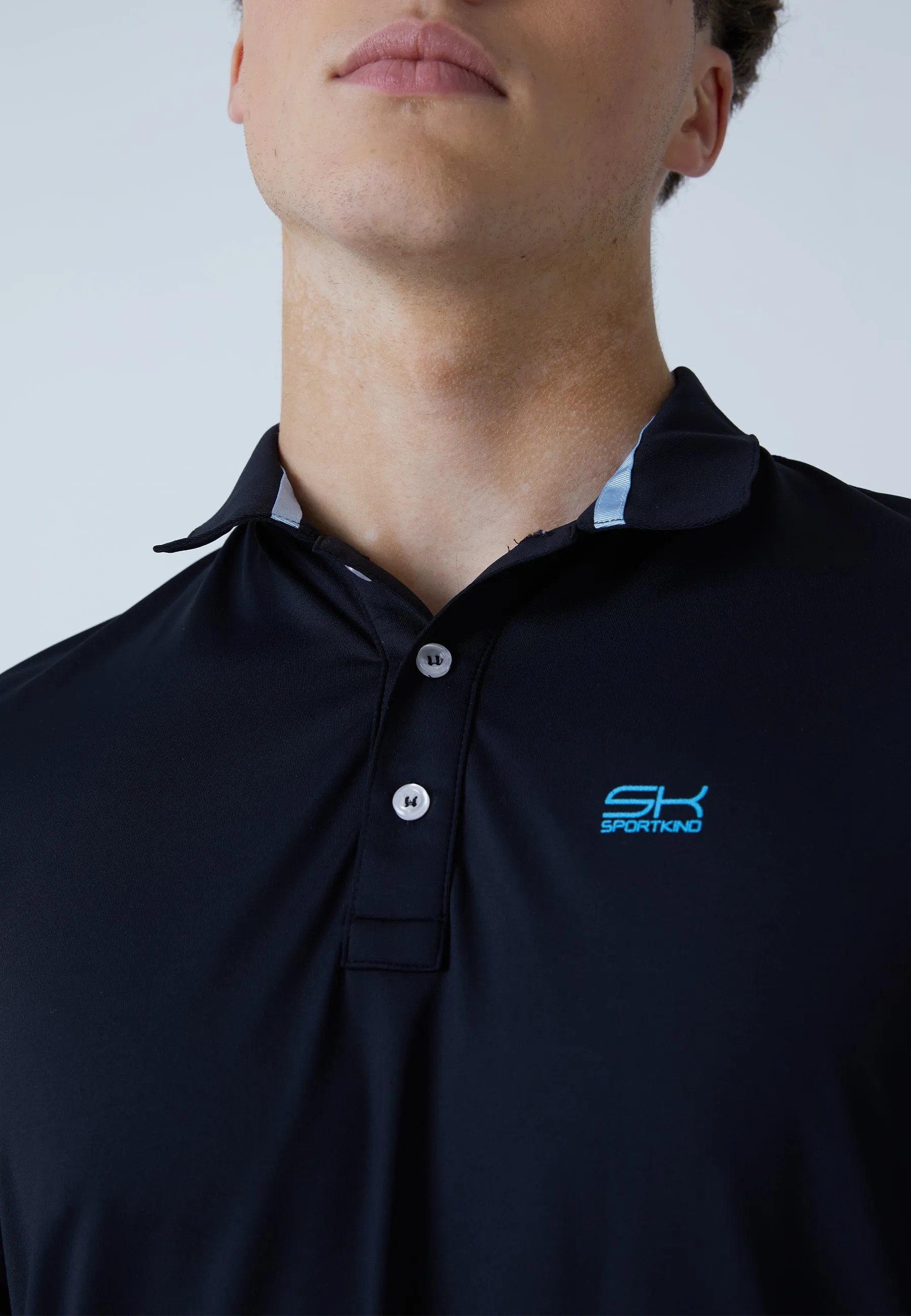 Men Tennis Longsleeve Polo Shirt, black