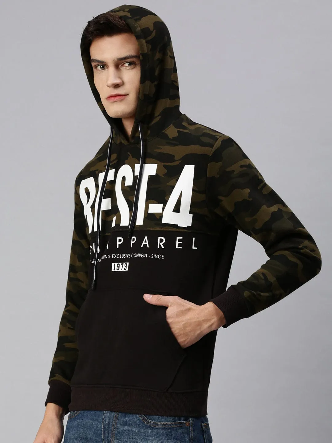 Men Typography Black Hoodie