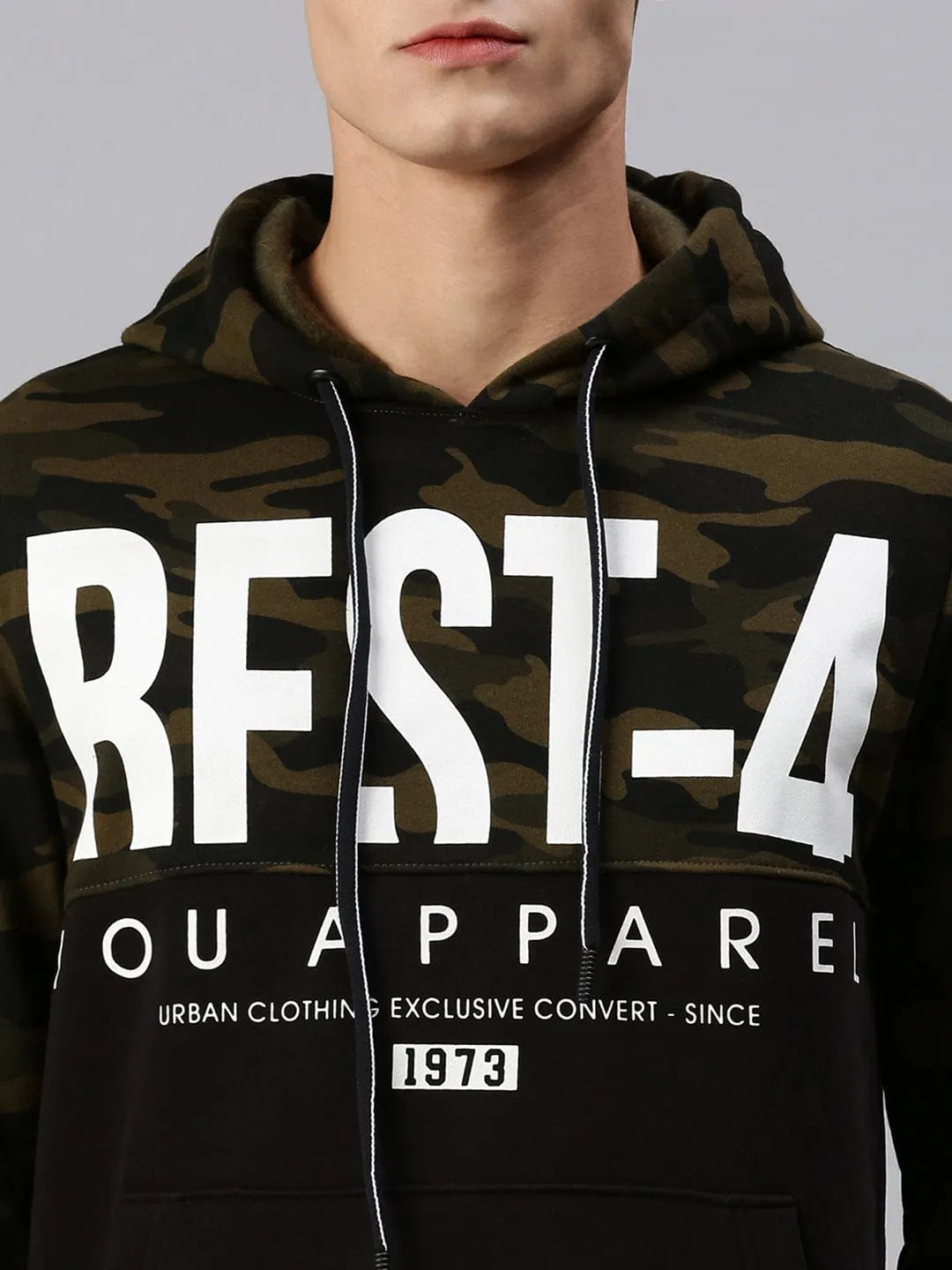 Men Typography Black Hoodie