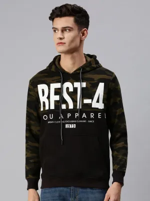 Men Typography Black Hoodie