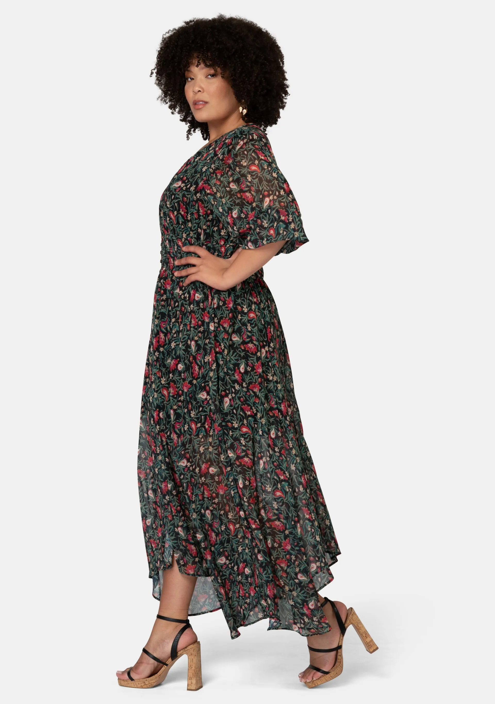Next Universe Rose Print Maxi Dress