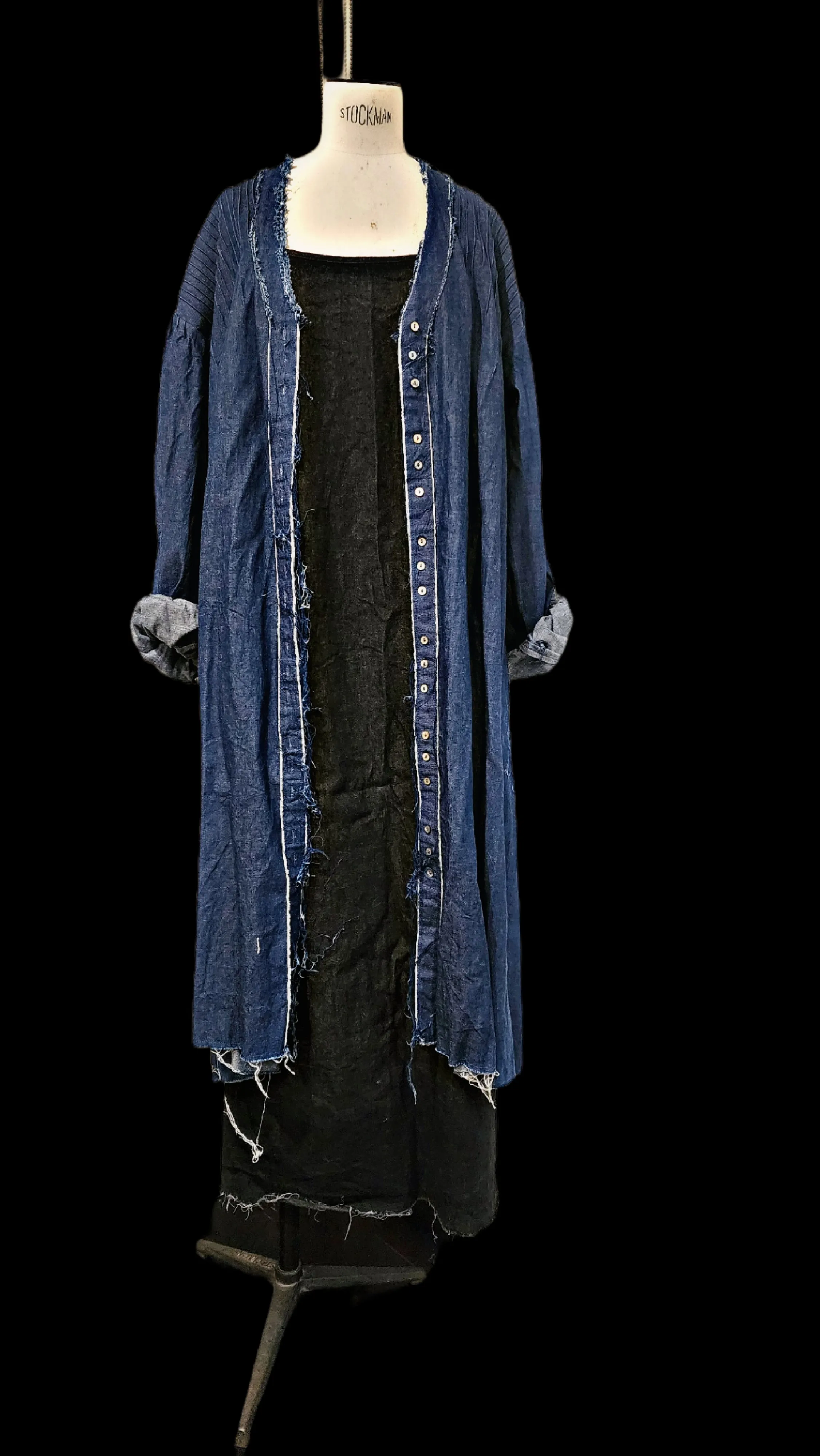 Pin - tuck duster / shirt dress - Denim blue