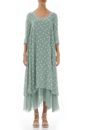Pistachio Dotty Silk Maxi Dress