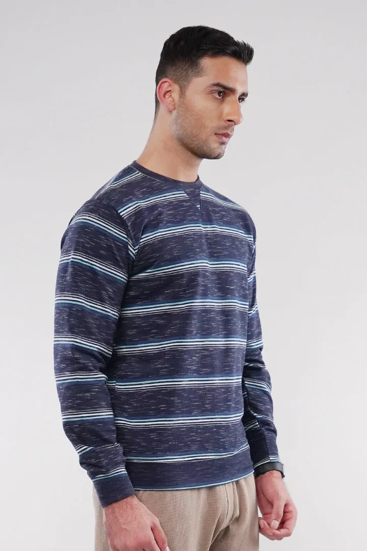 Striped Terry Sweatshirt - Blue