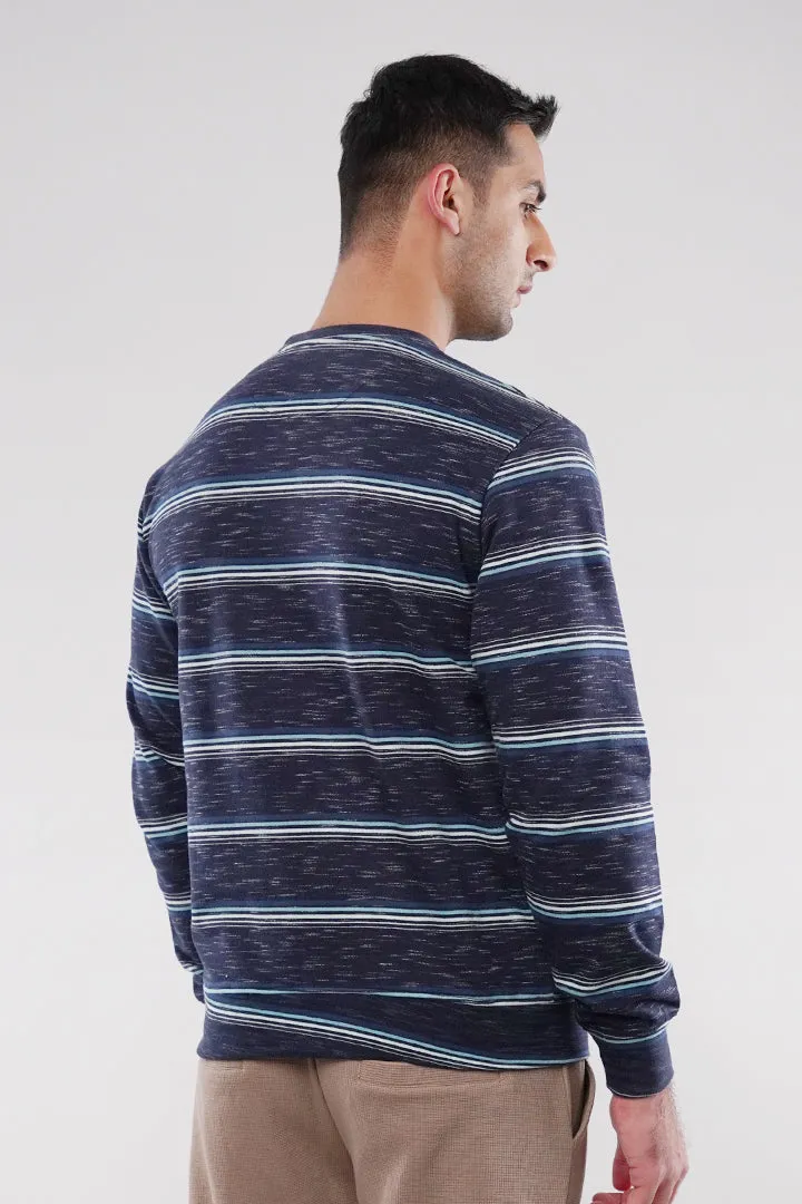 Striped Terry Sweatshirt - Blue