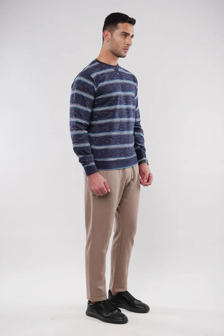 Striped Terry Sweatshirt - Blue