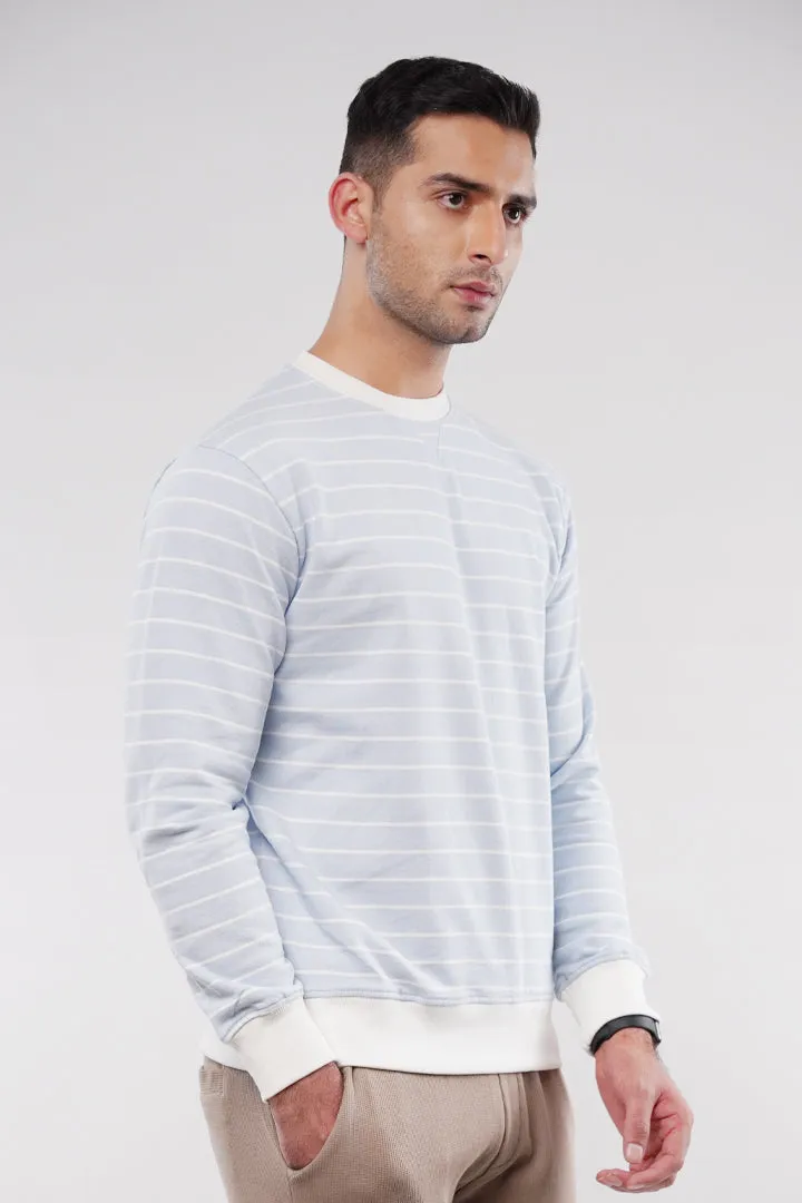 Striped Terry Sweatshirt - Sky Blue